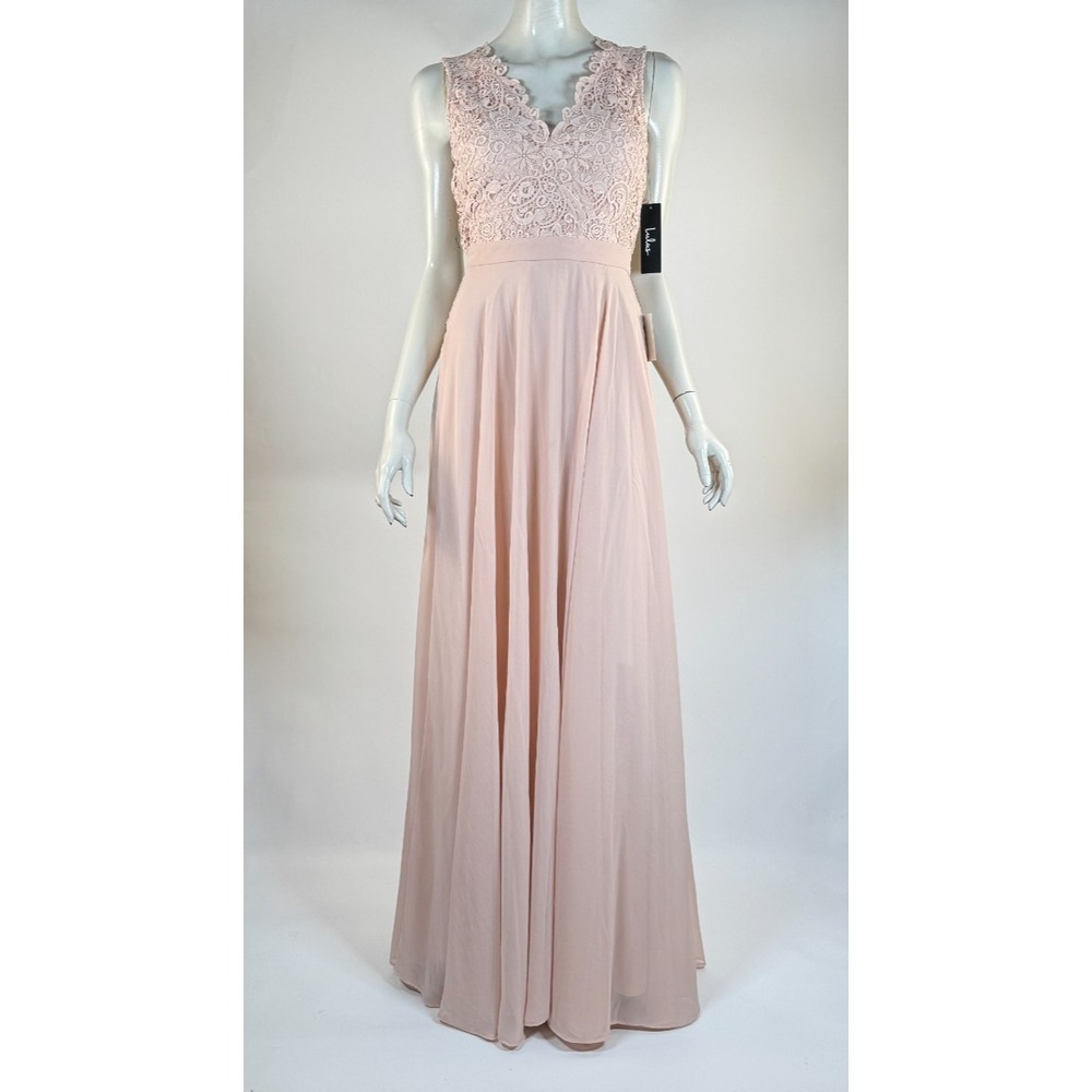 Lulus Do Re Mi Blush Pink Lace Backless Maxi Dress Women S NWT V-neck Sleeveless